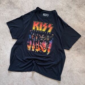 Y2K KISS Destroyer Band Graphic Tee Rock Metal Music Black Size XL‎